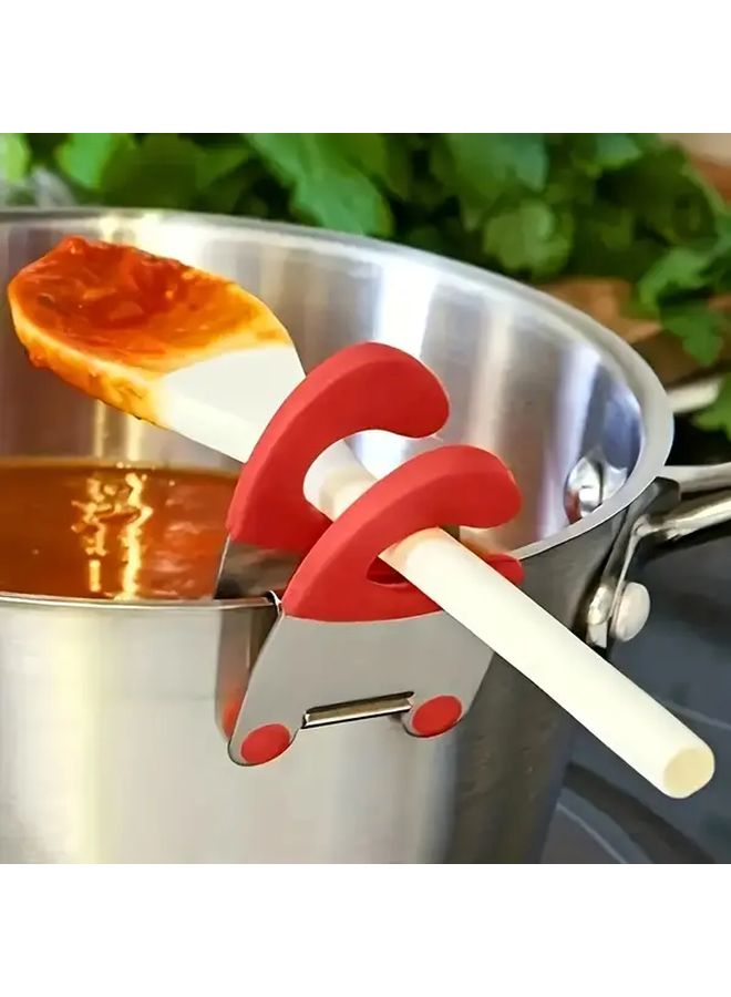 1pc Stainless Steel Pot Clip With Spoon Rest Anti Scald Kitchenware Support Rack - Image 2